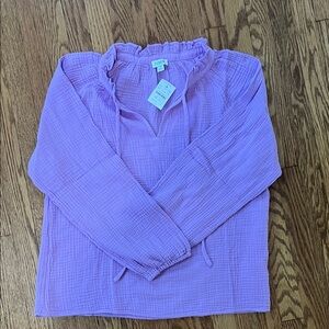 LOFT Lilac Crinkle Blouse